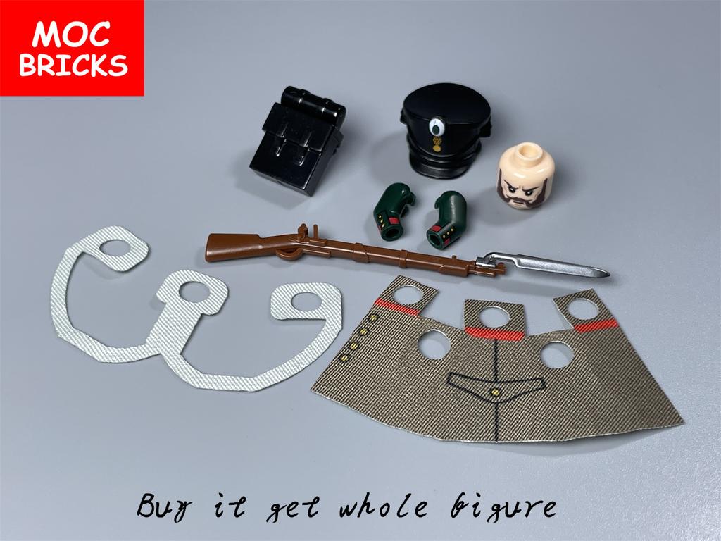 MOC Кубики Російська Армія Наполеонівські Війни Фігурка Будівельні Блоки Меч Пістолет Військові Аксесуари Зброя Дитяча Іграшка