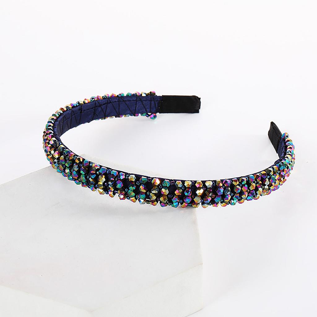 Handmade Beaded Hairband Hair Hoops for Women Wide 4 Rows Crystal Sweet Headband Party Headwear Wedding Hair Accessories Jewelry