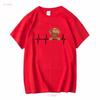 Funny Dog Heartbeat For Vizsla Lovers T Shirt Long Or Short Sleeves Vintage Washed Fashion Versatile Stylish Streetwear Unisex