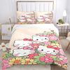 3pcs Hello Kitty In a Field of Flowers Pattern Bedding Three-Piece Set (1 Cover + 2 Pillowcases, No Fillings), This Printed Bedding Set Is S