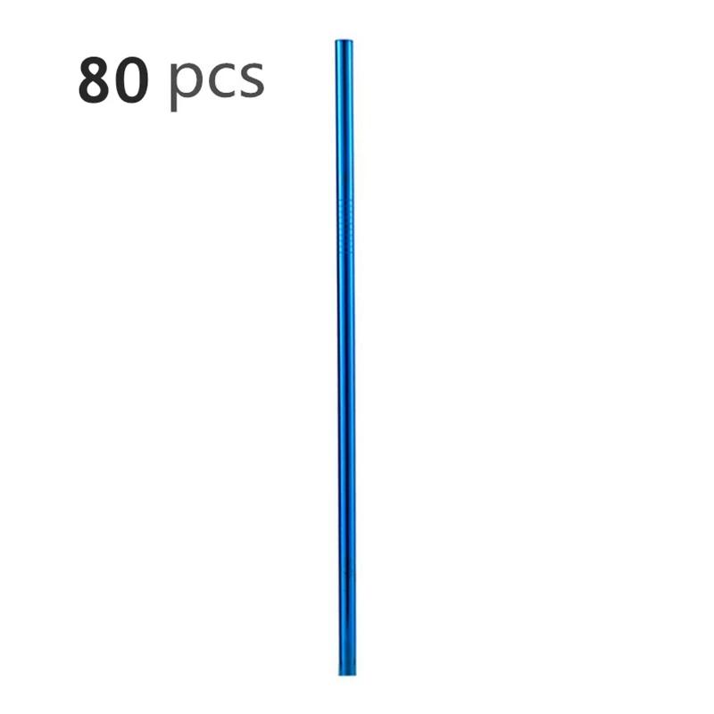 80Pcs 8mm*215mm Reusable Metal Straw 304 Stainless Steel Drinking Straight Bent Straws Eco-friendly Party Bar Accessories