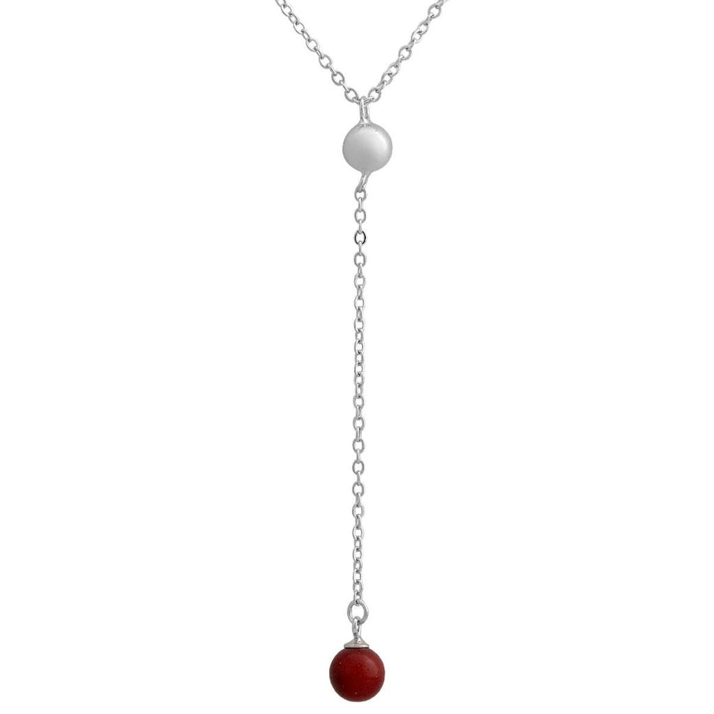 Серебряное колье с кораллом, вес изделия 2,9 гр (2145653)