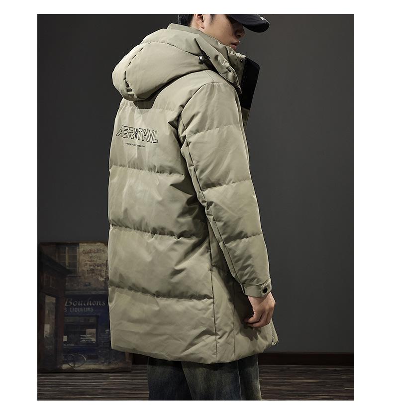 Men's 2025 Winter Hooded Down Jacket, 90% Duck Down, Mid-length, Warm H-Shaped Trendy Coat