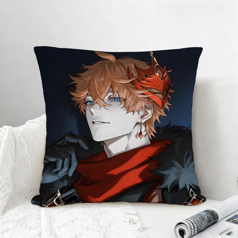 Game Character Tartaglia (Genshin Impact) Cushion Cover Natural Linen Pillowcase Set AllinOne Decor for Sofa Bedroom Chair