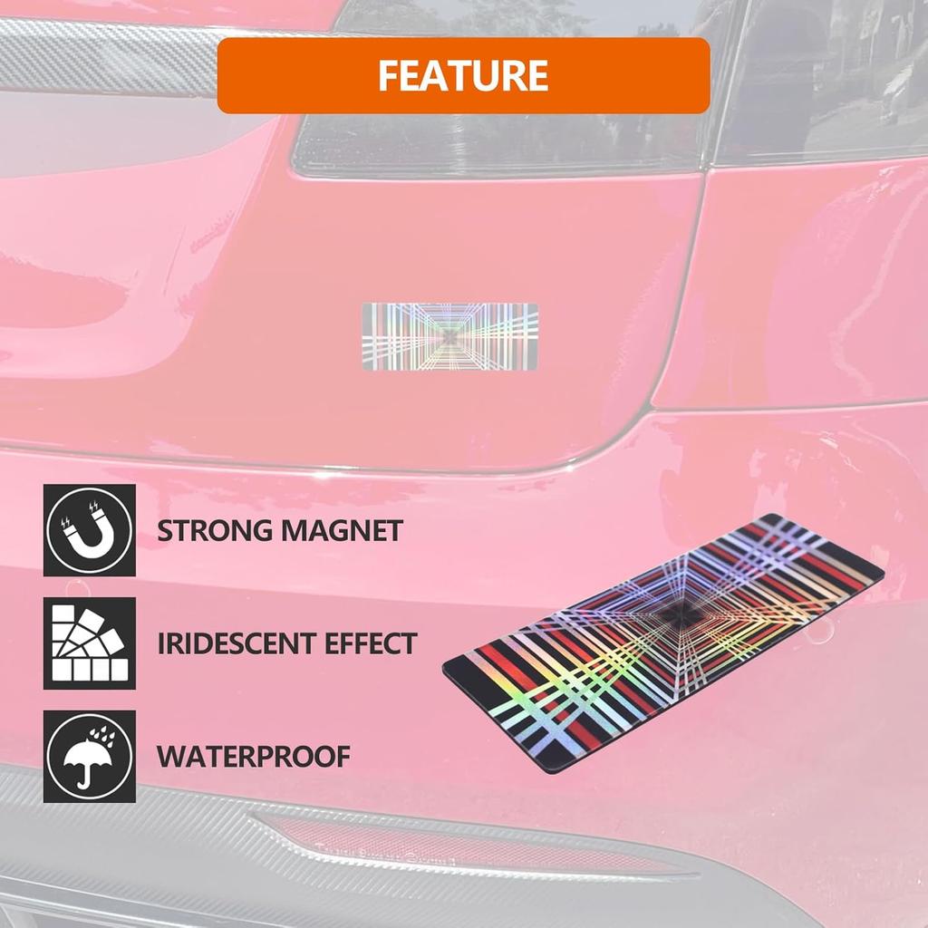 Magentic 3D Plaid Badge Decal Rear Trunk Magnet Performance Sticker Color-Shifting Decor Compatible with Tesla Model 3 Y X S
