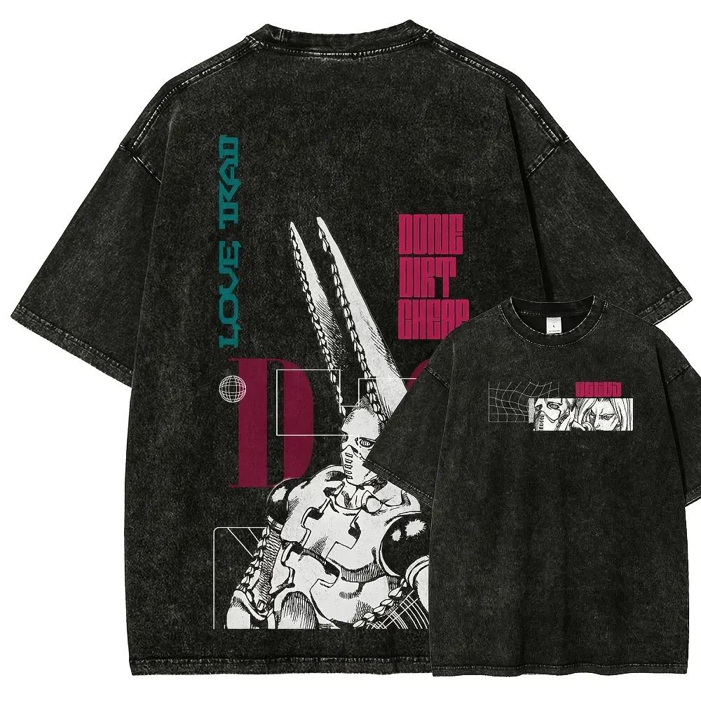 

Anime JoJo s Bizarre Adventure D4C Graphic T Shirt Men Women Casual Clothing Oversized Tshirt Washed Cotton Tee Harajuku T-shirt XXL