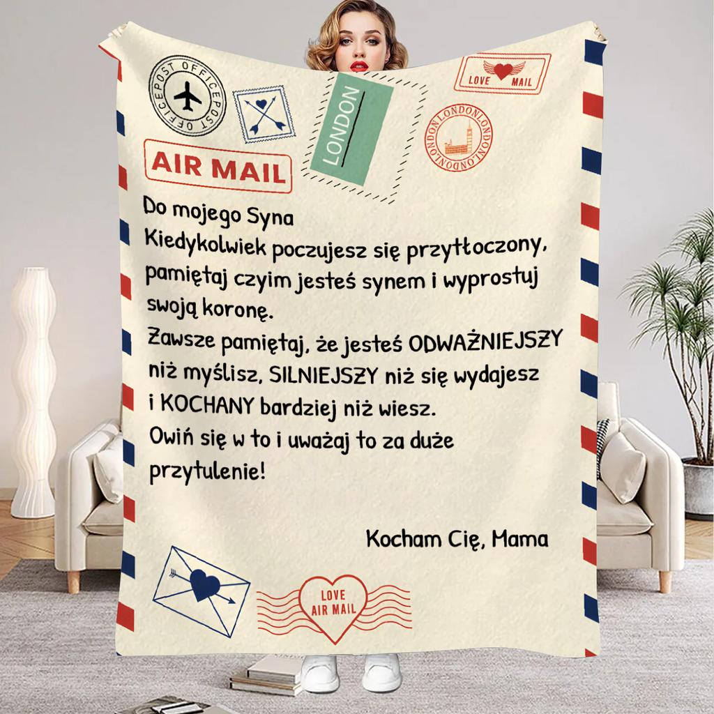 Blanket Mother's Letter to Daughter Son Polish Print Soft Flannel Blanket for Home Living Room Bedroom Decor 2026 New Year Gift
