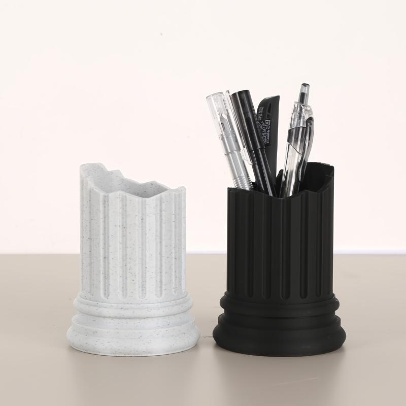 Ancient Greek Style Roman Pillar Pen Holder Roman Column Stone Pillar Pencil Holder Irregular Storage Box Makeup Brush Container