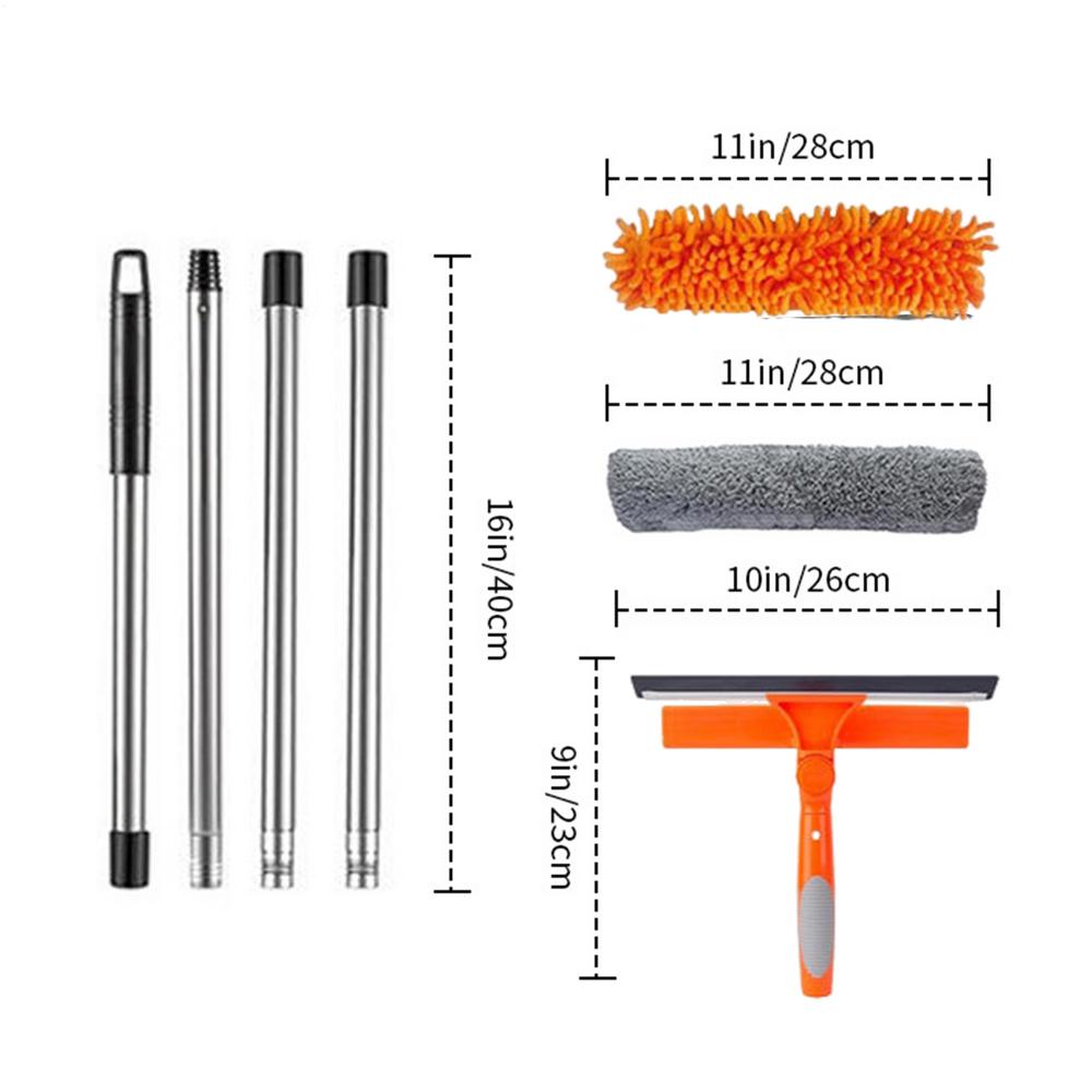 Extended Duster Long Handle Duster Window Squeegee Cobweb Remover Cleaning Tool For Outdoor Glass Furniture Home Roof Indoor