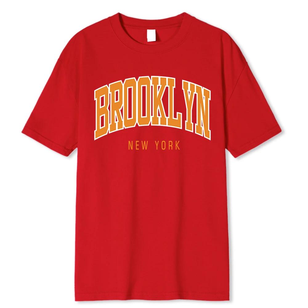 Brooklyn New York Hip Hop Funny Printing Male Tshirt Summer Loose 100% Cotton T Shirt Breathable Shoulder Drop Tee Clothes Man