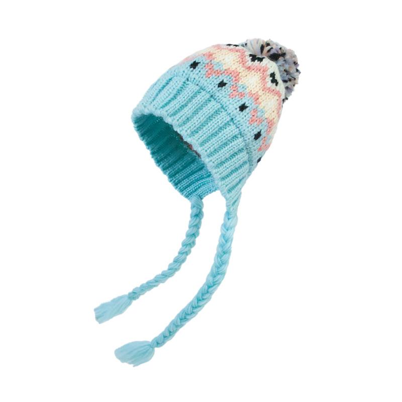 Korean Version of Children's Hats Autumn and Winter Girls Wool Hats Knitted Colored Hairballs Baby Ear Hats Boys Warm Winter