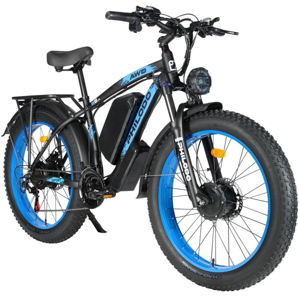 Bicicleta eléctrica PHILODO H8, motor de 3000W, batería de 48V 26Ah, velocidad máxima 56 km/h, autonomía de 100 km, neumáticos de 26x4.0 pulgadas