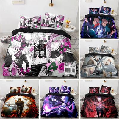 Juego de ropa de cama Anime Jujutsu Kaisen, funda nórdica, fundas de edredón para dormitorio, individual, doble, king size, funda de edredón, textiles para el hogar