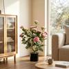 65cm Artificial Camellia Flower Plant in Pot with 116 Lush Leaves & Moss Effect, Pink