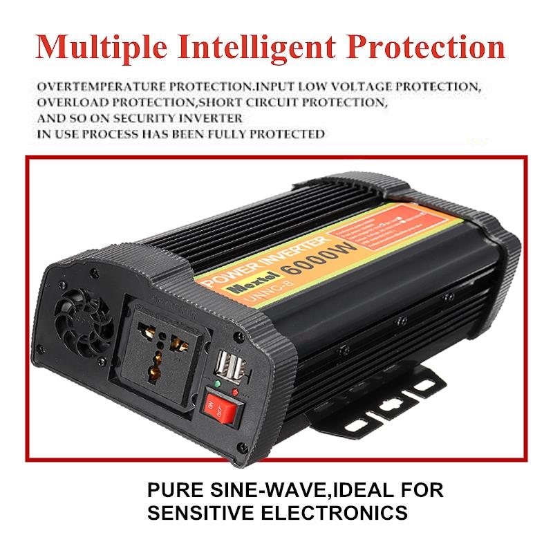 6000W Solar Power Inverter 12V DC To 220V AC Modified Sine Wave Multifunctional Inverter