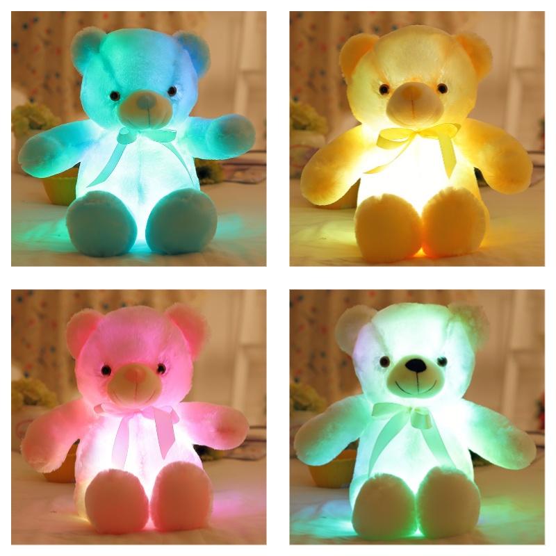 Adorable Teddy Bear Plush Toy With Led Colorful Lights Small Size Long Plush Flashing Function