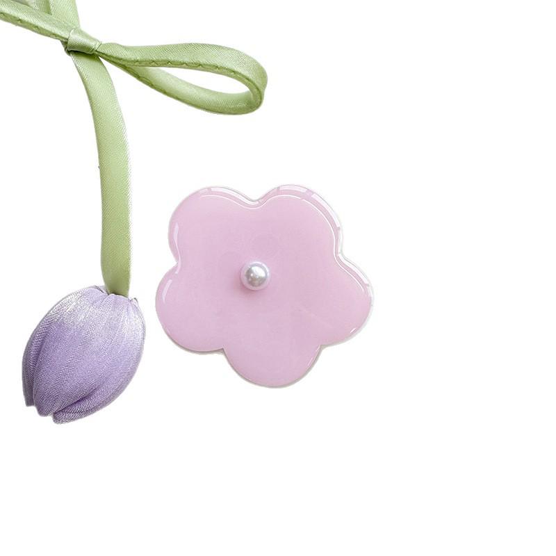 3D Pearl Flower MagSafe Retractable Phone Stand with Detachable Suction Cup