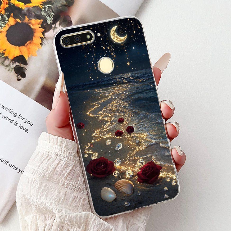For Huawei Y6 Prime 2018 Case Clear Cute Fashion Flowers Luxury Painted Cover For Huawei Y6Prime 2018 Phone Case ATU-L42 ATU-L31