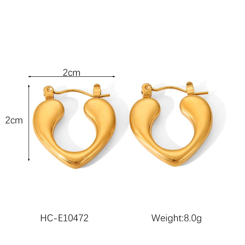 Stainless steel geometric earrings, women's fashion versatile heart-shaped titanium steel light luxury high-end ear jewelry
