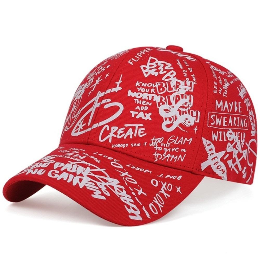 Quick Dry Baseball Caps Letter Geometry Printing Snapback Hat Casual Sunscreen Hat  Summer красный