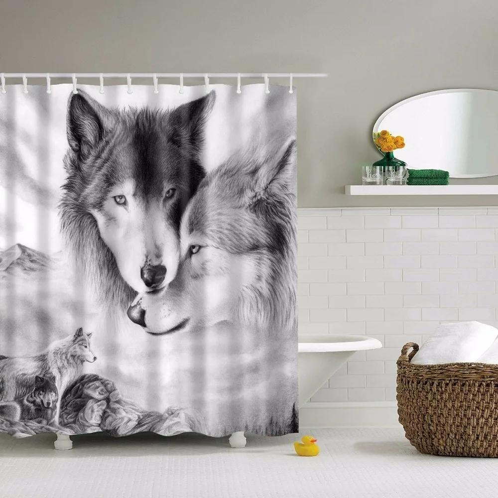 Bathroom Shower Curtain Animals Elephant Horse Deer Zebra Bird Fabric Waterproof Polyester Bathroom Curtain With Hooks 180X180Cm