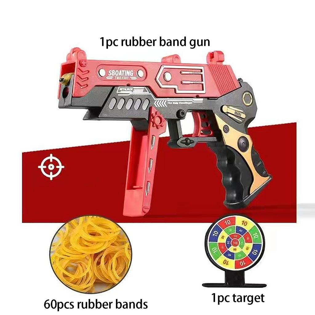 Large Flip Rubber Band Pistol Submachine Gun Children's Toys To Eat Chicken Harmless Rubber Band Pistol 60 Rubber Bands.