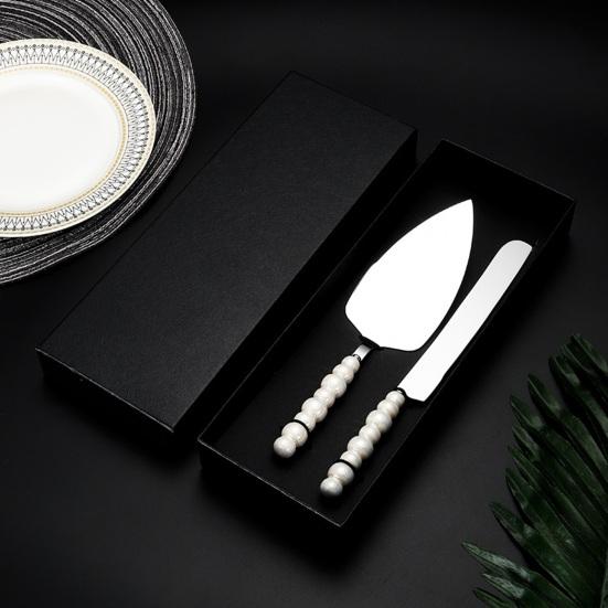 Edelstahl-Besteckset mit Griff, Kuchenmesser, Gabel und Spatel, rostbeständiges Besteck für Nachmittagstee, Hochzeiten und Partys