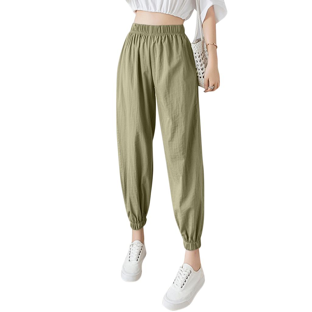 Women Elastic Waist Casual Loose Solid 