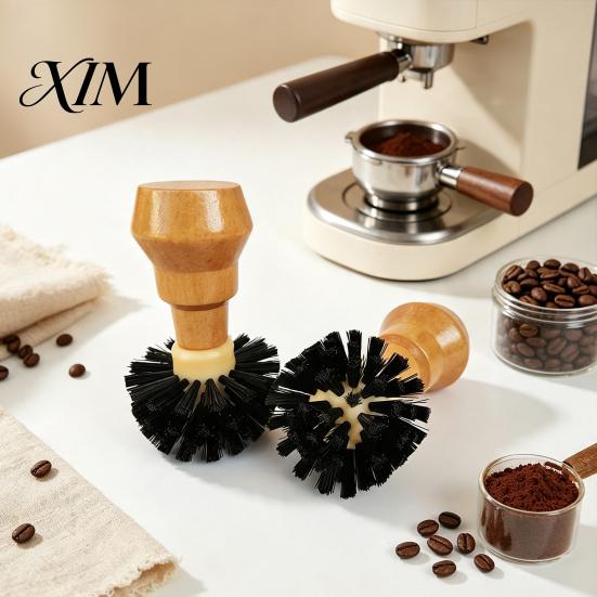 Kitchen Tool for Coffee Lovers Machine Portafilter Basket Cleaning Brush, Soft Bristle with Espresso Brush Wood Handle Corner Barista Essential