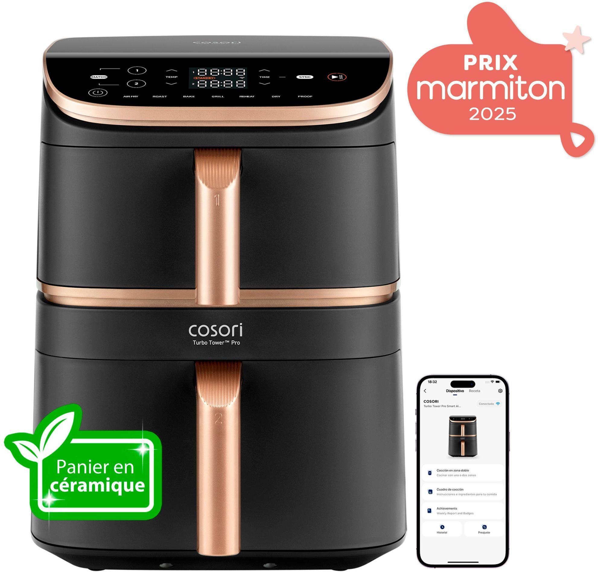 Friggitrice ad aria COSORI - Turbo Tower Pro Smart - Capacità 10,8L - 2 cestelli - 7 programmi - 2630W - Nero
