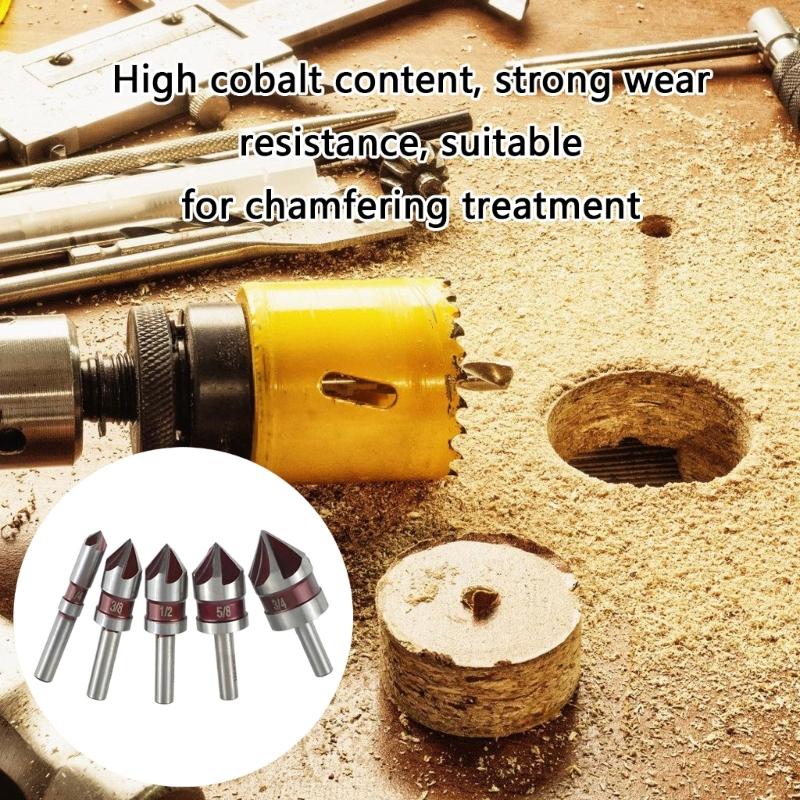 Set mit 5 Kobalt-Senkbohrern Senkbohrer mit 5 Schneiden zum Entgraten Senken und Anfasen