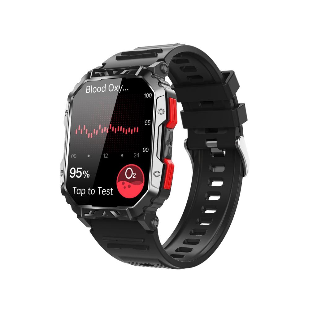 Rainbuvvy F407 Smart Watch 2.1 Inch Square Screen Heart Rate Blood Pressure Sleep Monitoring Calorie Flashlight Health Tracker Sports Watch