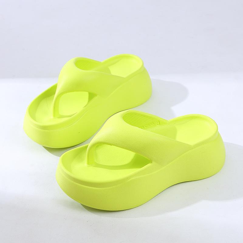 Hao Li Jia Women's Summer Thick Sole Height-Boosting Non-Slip Odor-Resistant EVA Flip Flops