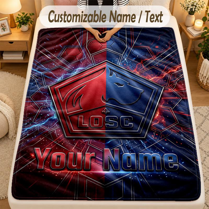 Flannel BlanketLOSC Lille Custom Name Text Personalized Soft Warm Throw Blanket Home Decor Gift
