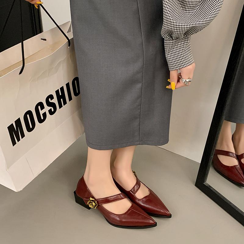 Fashion Hot Selling Flower Women Heeled Sandals Pointed Toe Mid Heels Woman Shoes Chunky Elegant Shallow 2025 Summer Mujer Sandalias