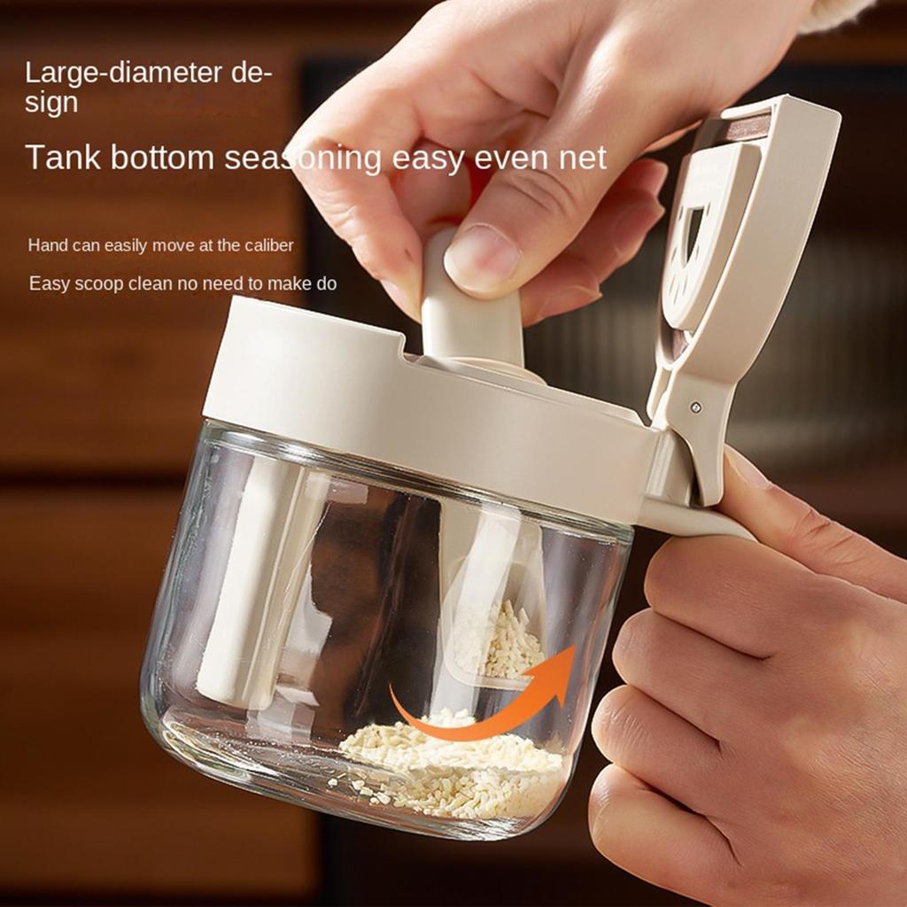 Seasoning Jar Leak-Proof Salt Storage with Spoon Kitchen Seasoning Jar with Lid for Kitchen Countertop Pantry Cabinet Home