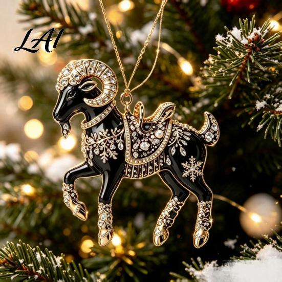 Seasonal Ornaments for Shopping Malls Black Goat Christmas Tree Hanging Ornament 2D Acrylic Festive Lightweight Holidays Pendant Decorative