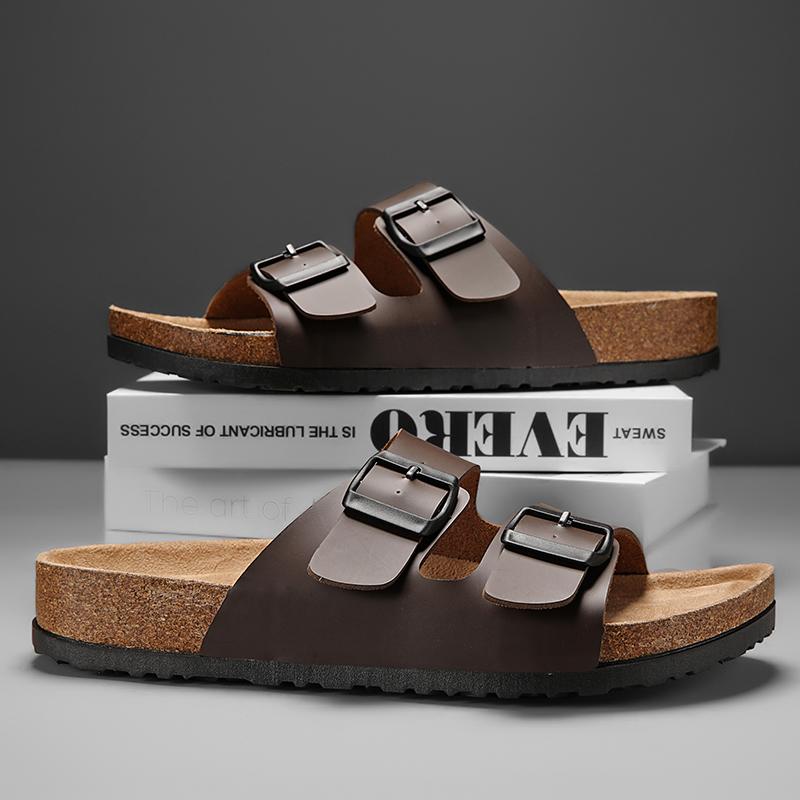 Leather Men Slippers Summer Shoes Men Fashion High Quality Shoes Handmade Sandals Man Black Brown Sandale Men Homme