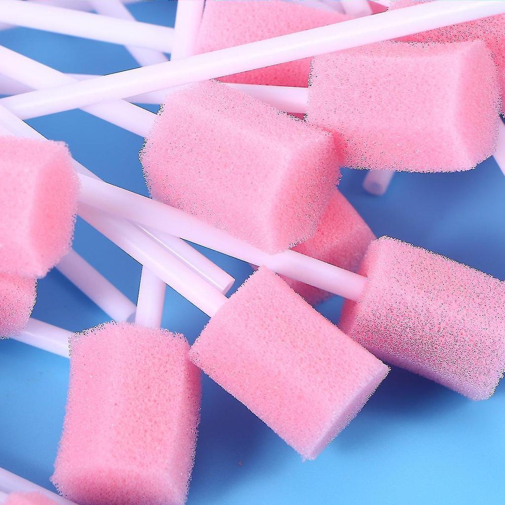 50 unidades Esponjas Desechables para Cuidado Bucal Esponjas Bucales Bastoncillos Bucales para Limpieza Dental (rosado)
