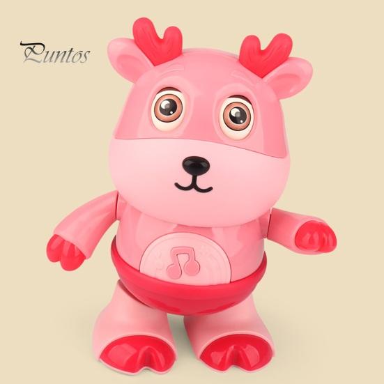 Kids Electric Deer Toy with LED Light Music Singing Dancing Cartoon Elk Toy Toddlers Interactive Educational Movable Eyes Animal Musical Toy
