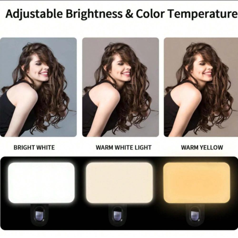 Portable Mini Selfie Fill Light Rechargeable 3 Modes Adjustable Brightness Clip On For Phone Laptop Tablet Meeting Make Up
