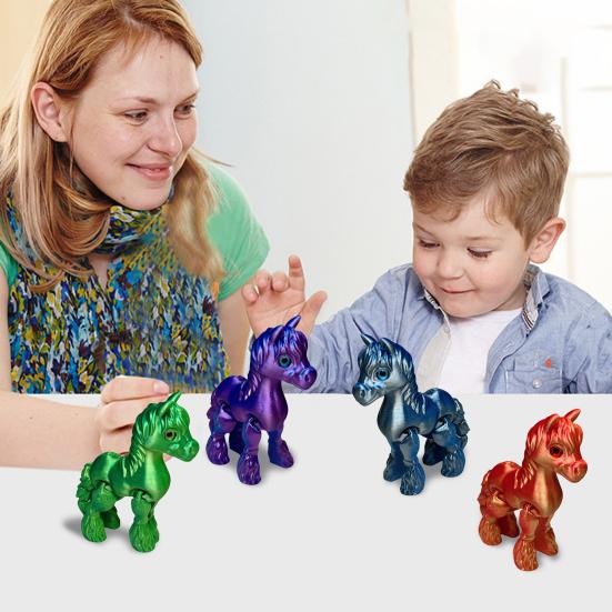 3D Printed Horse Figurine Movable Joints Pony Figure Articulated Animal Model Fidget Toy Home Office Desktop Decoration Ornament