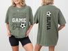 Personalized Soccer Game Day Shirt Comfort Colors Custom Sports Fan Tee with Player Name and Soccer Ball On Back Family Game Day Shirt Gift