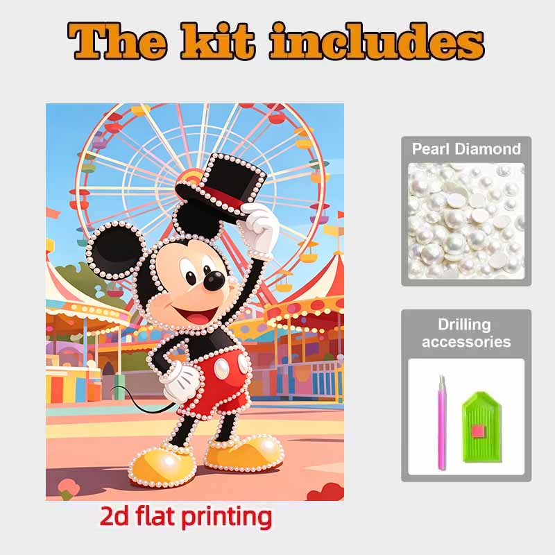 Disney Pearl Art Painting Mickey Mouse Carnival Home Wall Decor Art Crafts Handmade DIY Adult/Beginner Gift Creative Home Decor Frameless Wall Art