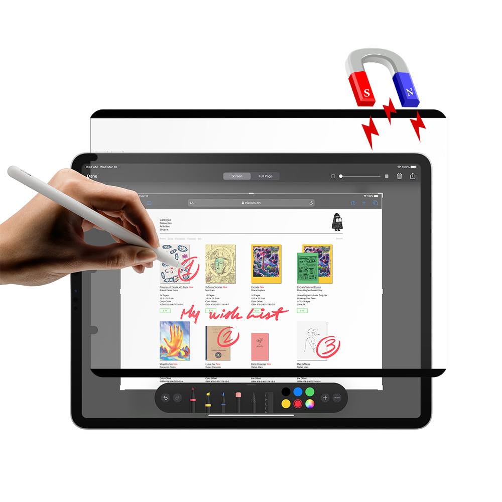 Dejeen Removable Magnetic Matte Paper Screen Applicable To Inch Samsung Galaxy Like Drawing On Paper Protector, 14.6 Tab_S8Ultra/S9Ultra, Non-glare,