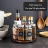 Solid Wood & Steel Rotating Organizer Tray for Spices & Makeup
