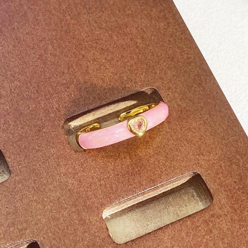 Macaron Color Set, Colored Zircon Dripping Oil, Fine Open Ring, Niche Design, Index Finger Ring, Women'S Model.