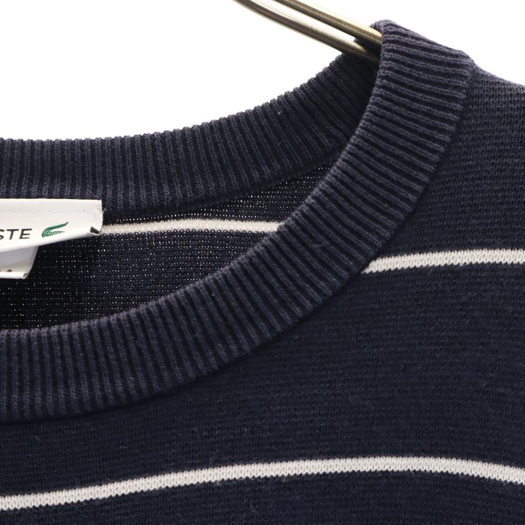 Lacoste Border Pattern Long Sleeve Sweater S Navy Knit Men's Used