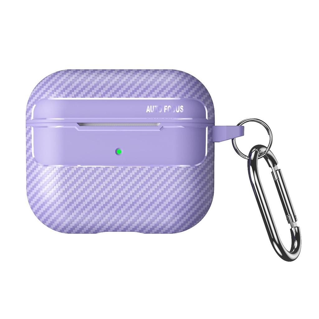 YurKem Carbon Fibre Earphone Case For Apple Airpods 3 Shockproof Cover For Air Pods 3 Supports Wireless Charging With Keychain Case