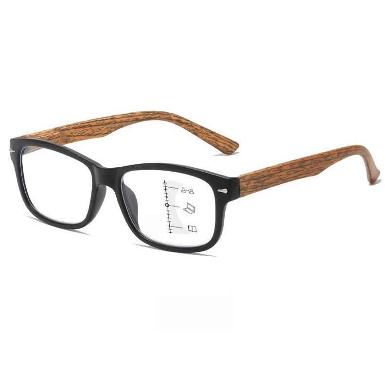 New Vintage Wood-Grain Leg Multifocal Presbyopia Eyewear Unisex High-Definition Anti-Blue Light Reading Glasses +1.0 To +4.0